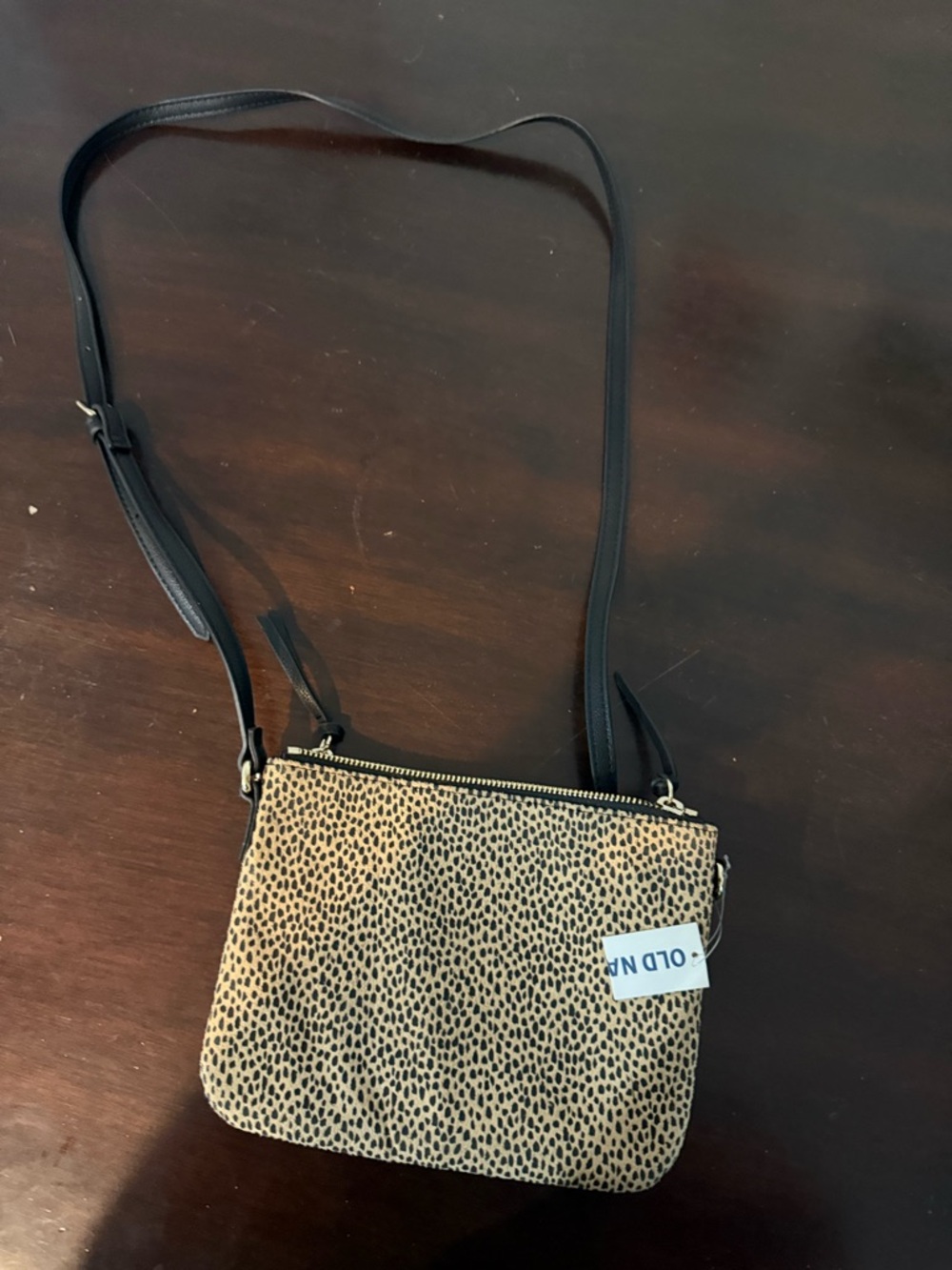 Old Navy Leopard Print Crossbody with Black Strap